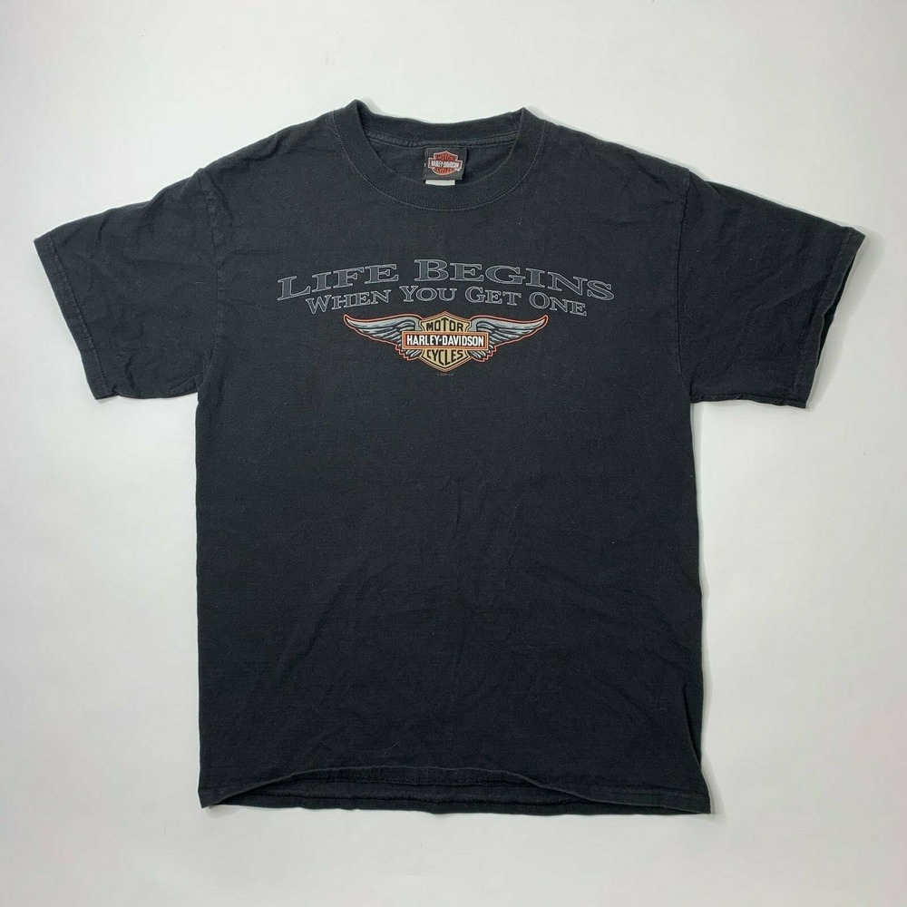 Harley Davidson Mens Medium T Shirt Black Blue Grass Louisville Tee‎ Graphic